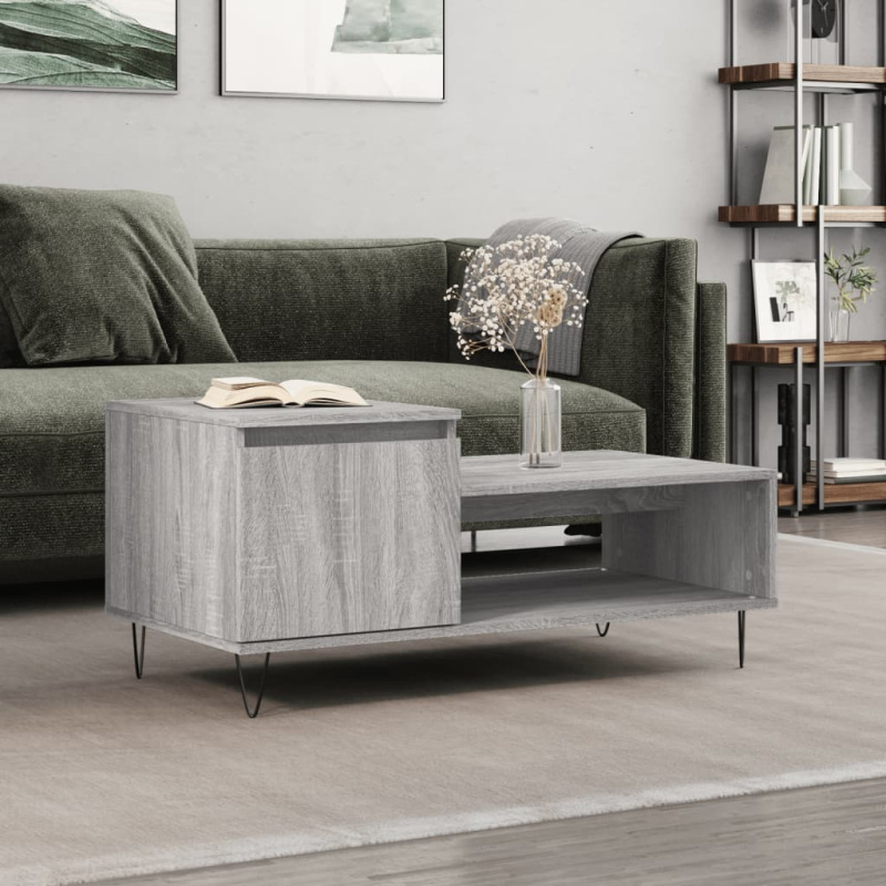 Konferenční Stolek Šedý Sonoma 100X50X45 Cm Kompozitní Dřevo - Kouřový dub