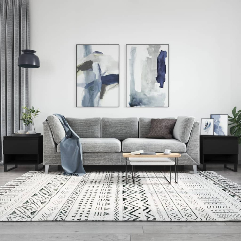 Konferenční Stolky 2 Ks Černé 50 X 46 X 50 Cm Kompozitní Dřevo - Bílá / 1