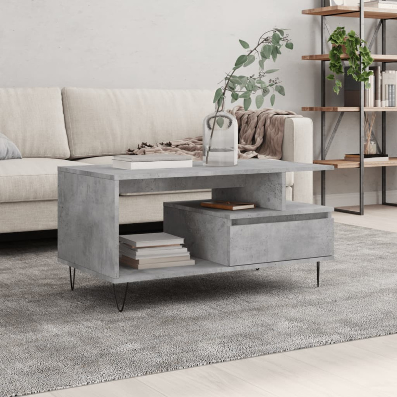 Konferenční stolek betonově šedý 90x49x45 cm kompozitní dřevo - Šedá sonoma