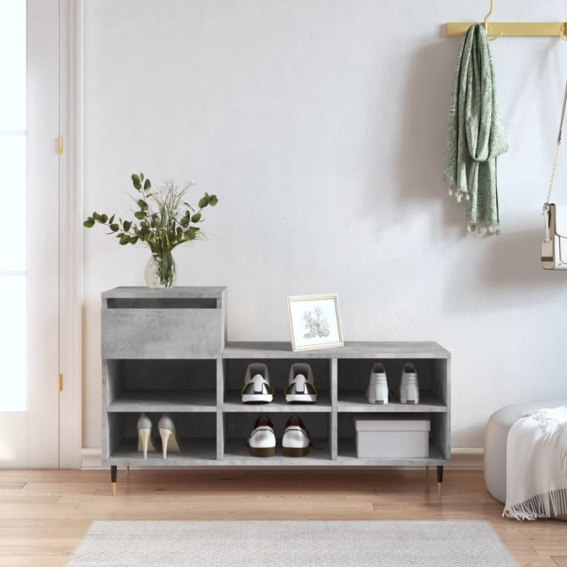 Botník Betonově Šedý 102X36X60 Cm Kompozitní Dřevo - Bílá s vysokým leskem