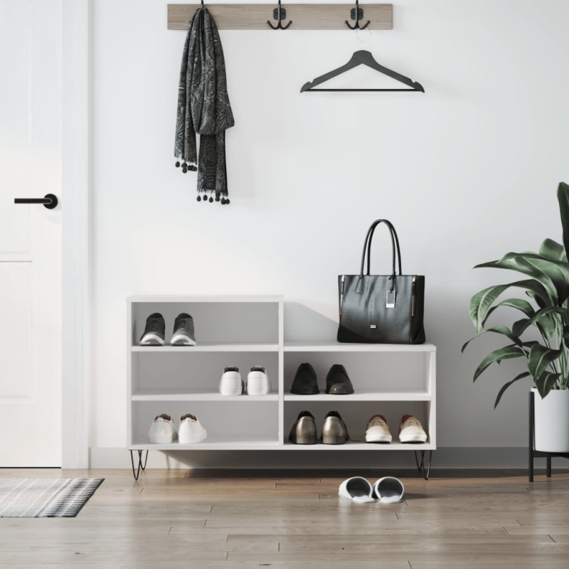 Botník Bílý 102X36X60 Cm Kompozitní Dřevo - Bílá s vysokým leskem