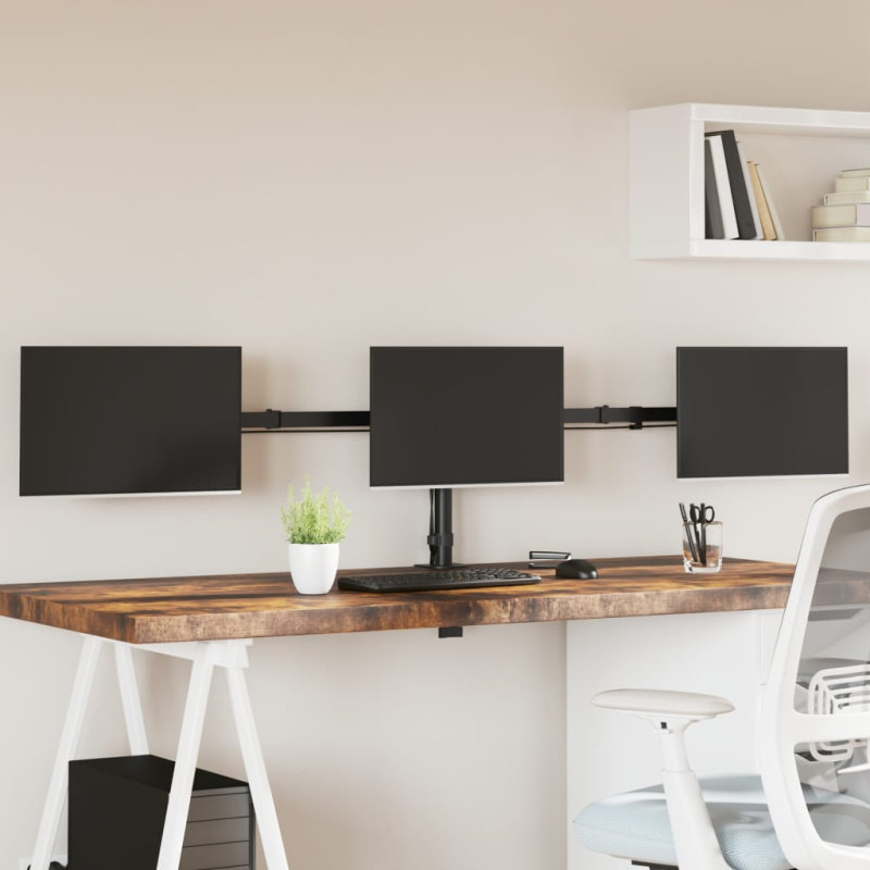Držák Na Tři Monitory Černý Ocel Vesa 75/100 Mm - čtyřkolka
