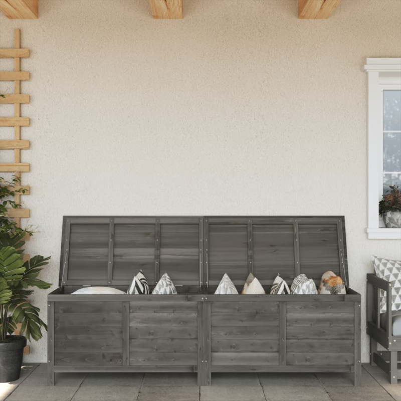Zahradní Úložný Box Antracitový 198,5X50X56,5 Cm Masivní Jedle - Bílá / 150 x 50 x 56.5 cm