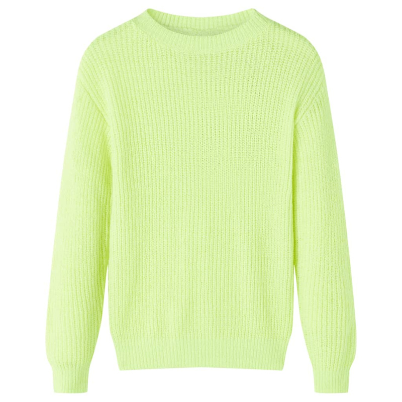 Dětský Svetr Pletený Neonově Žlutý 116 - orange / 140 (9-10 let)