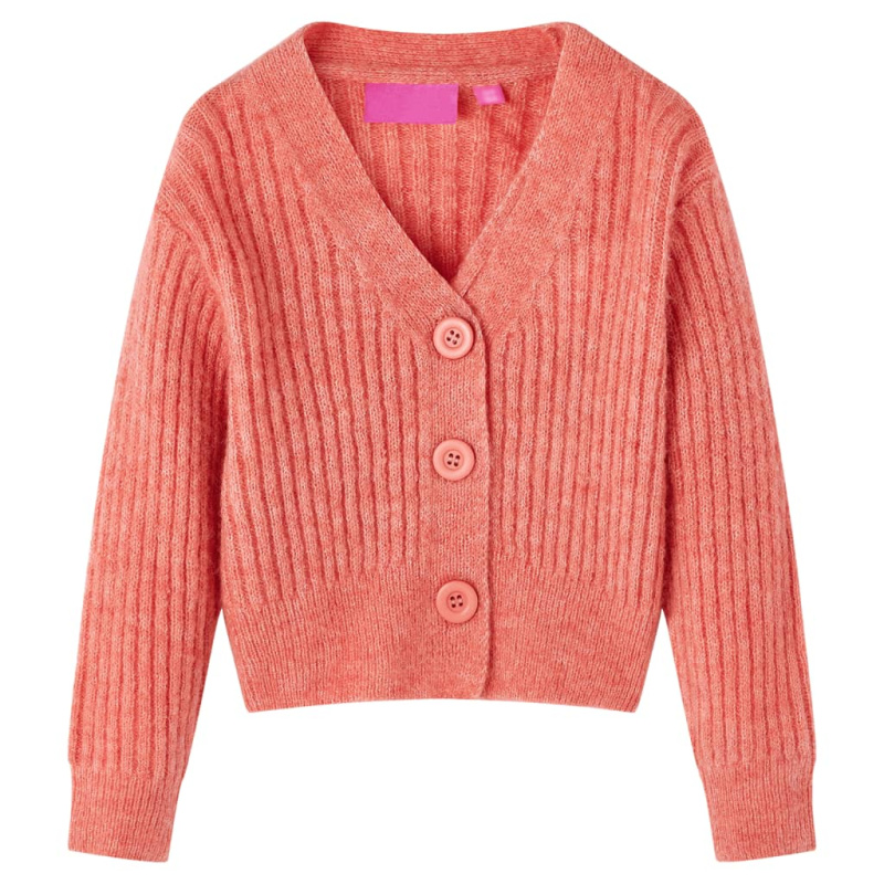 Dětský Pletený Cardigan Středně Růžový 140 - 140 (9-10 let)