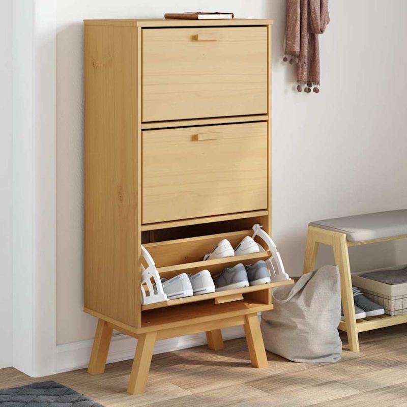 Botník Olden Hnědý 55 X 35 X Masivní Borové Dřevo Hnědá