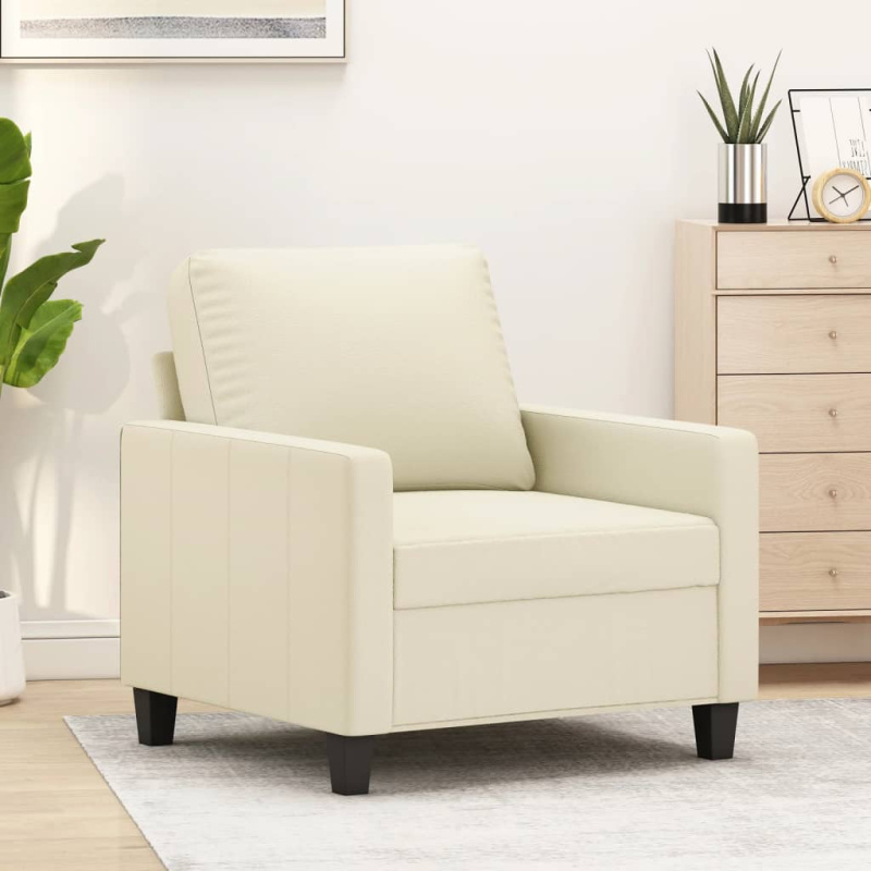 Křeslo Krémové Umělá Kůže - Cappuccino / 120 cm