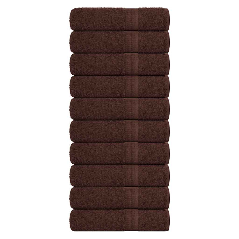 Koupelových Osušek 10 Ks Hnědé 360 G/M² 100% Bavlna Hnědá - 2 / 80 x 200 cm