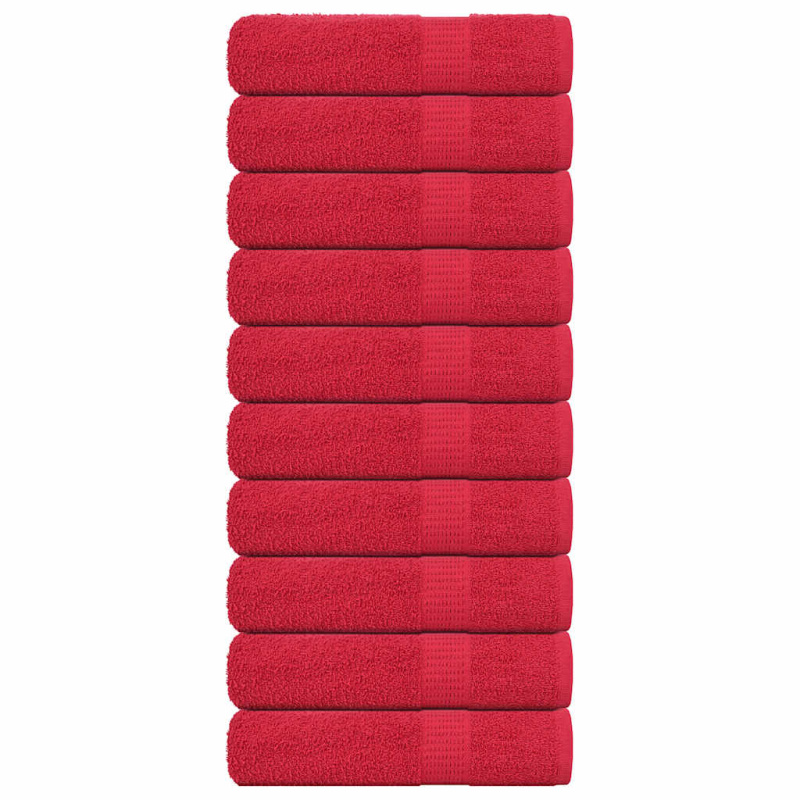 Ručníky pro hosty 10 ks červené 30x50 cm 360 g/m² 100% bavlna