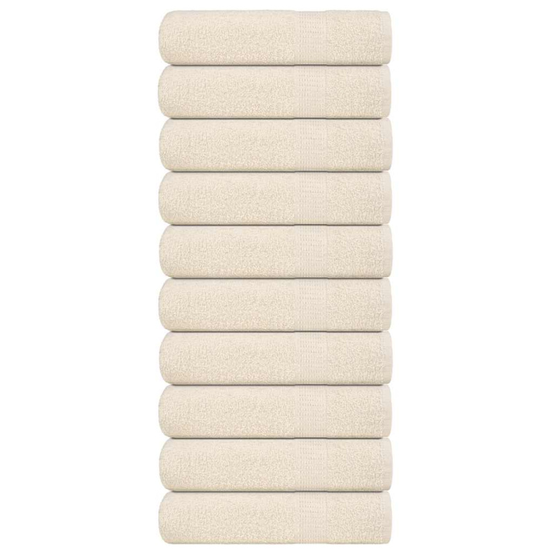 Sprchové Ručníky 10 Ks Krémové 360 G/M² 100% Bavlna Krémová - 4 / 30 x 30 cm