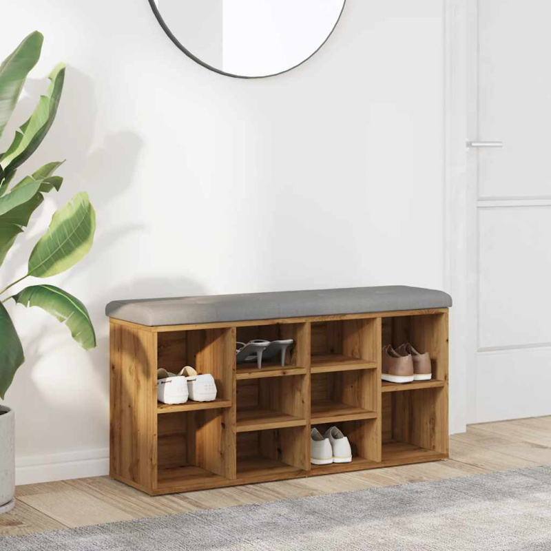 Lavice S Botníkem Engineered Wood - Černá / 102 x 32 x 50 cm