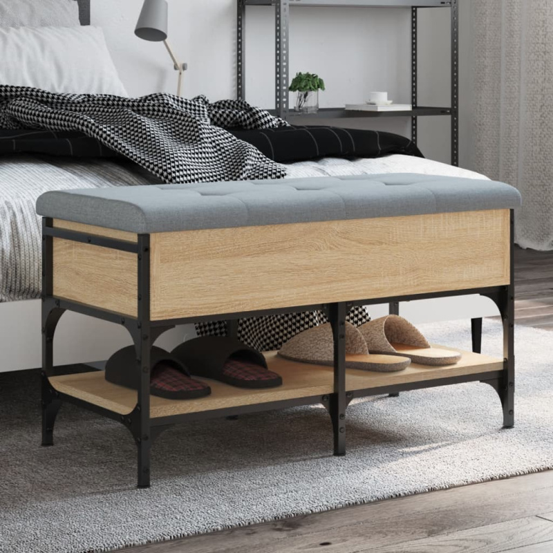 Lavice S Botníkem Kompozitní Dřevo - Kouřový dub / 102 x 42 x 45 cm