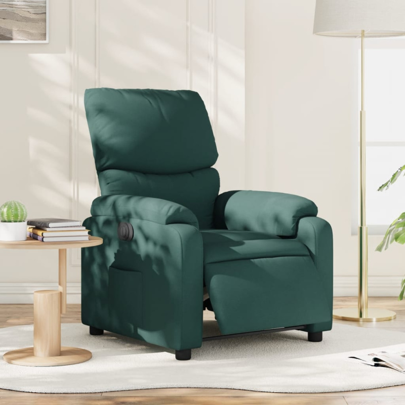 Elektrické Polohovací Křeslo Tmavě Zelené Textil Tmavě Zelená - Elektrické zatlačení zpět / Ano