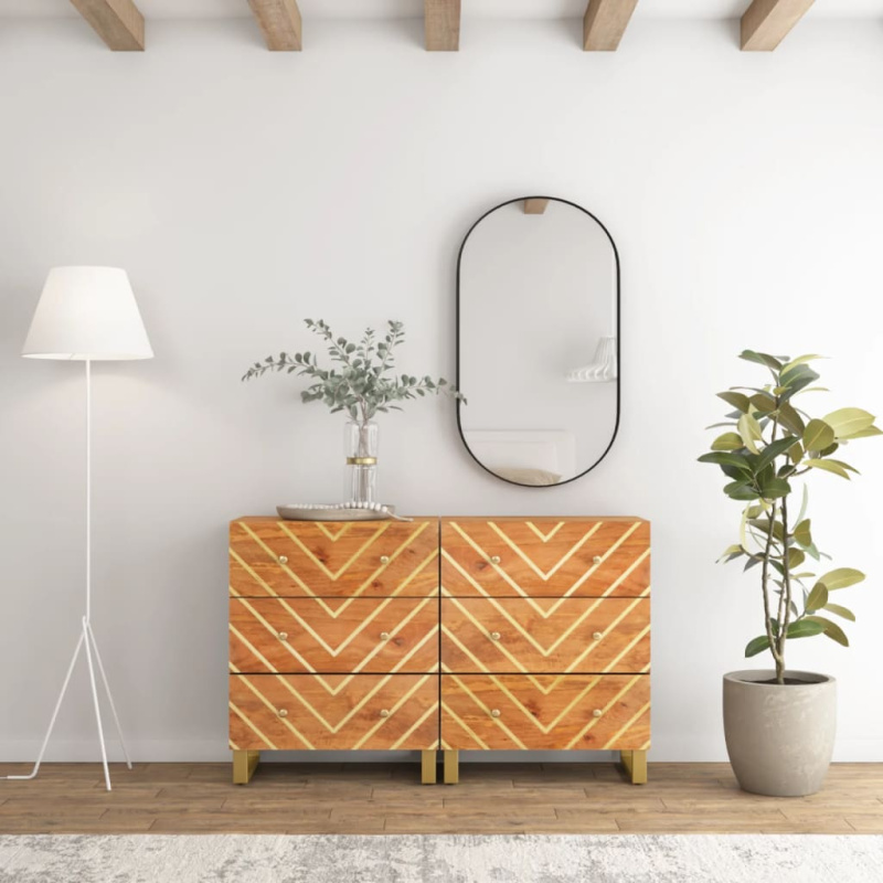 Odkládací Skříňky 2 Ks Hnědé A Černé 60X33,5X75 Cm Mangovník