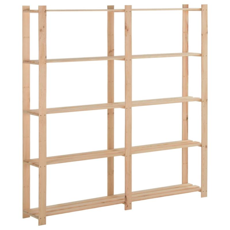 Úložný Regál S 5 Policemi 170 X 28,5 X 170 Cm Masivní Borovice - Černá / 170 x 38 x 170 cm