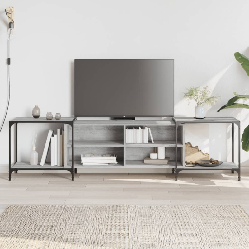 Tv Skříňka Šedá Sonoma 203 X 37 X 50 Cm Kompozitní Dřevo - dub sonoma / 153 cm