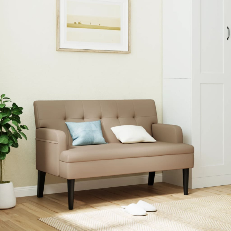 Lavice S Opěradlem 112 X 65,5 X 75 Cm Umělá Kůže - Světle hnědá