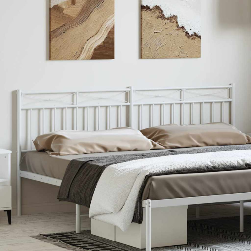 Kovové Čelo Postele Bílé - Černá / 135 cm