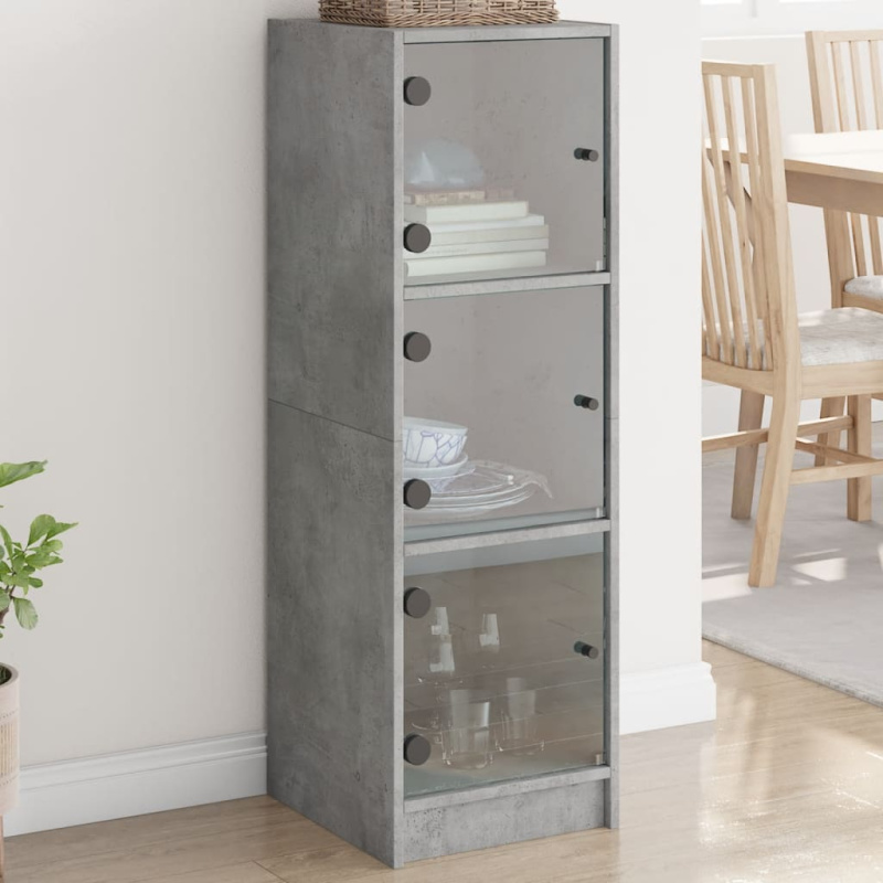 Highboard se skleněnými dvířky šedý sonoma 35 x 37 x 109 cm