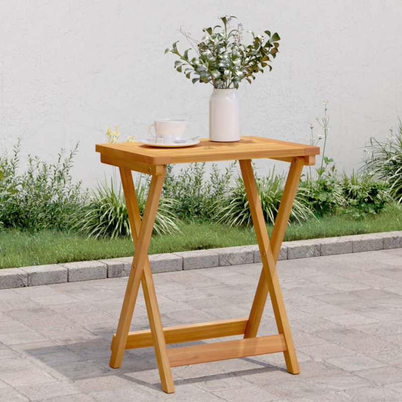 Skládací Zahradní Stůl 50 X 36 X 60 Cm Masivní Akáciové Dřevo Světle Hnědá