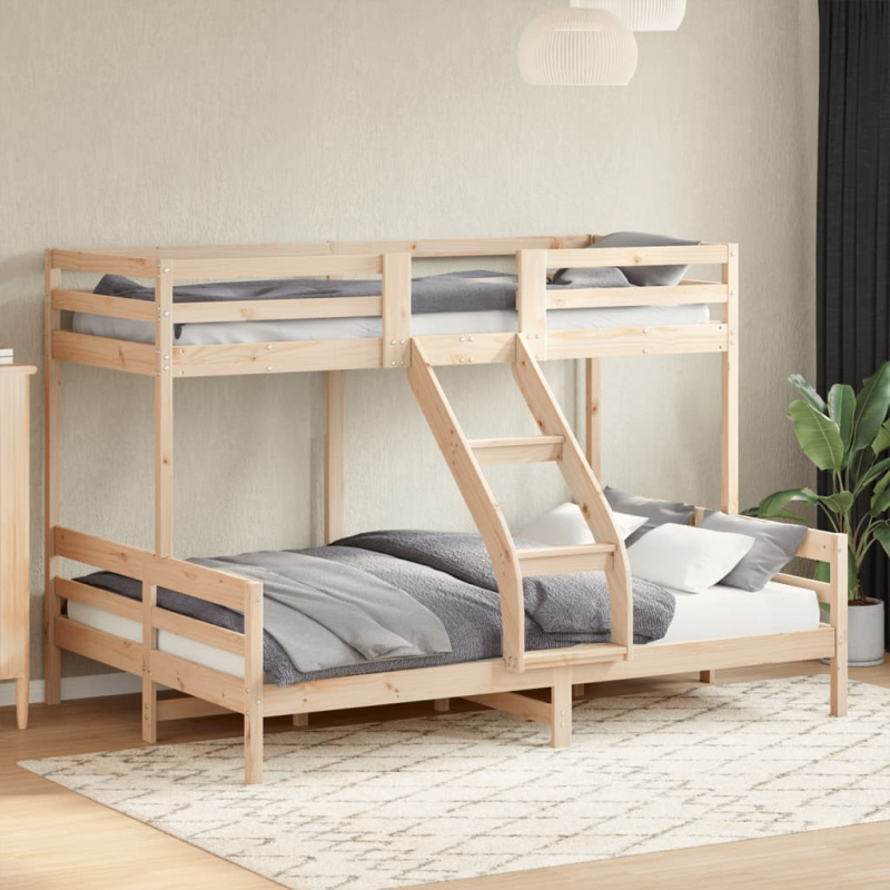 Patrová Postel 80 X 200/140 X 200 Cm Masivní Borové Dřevo - Přírodní