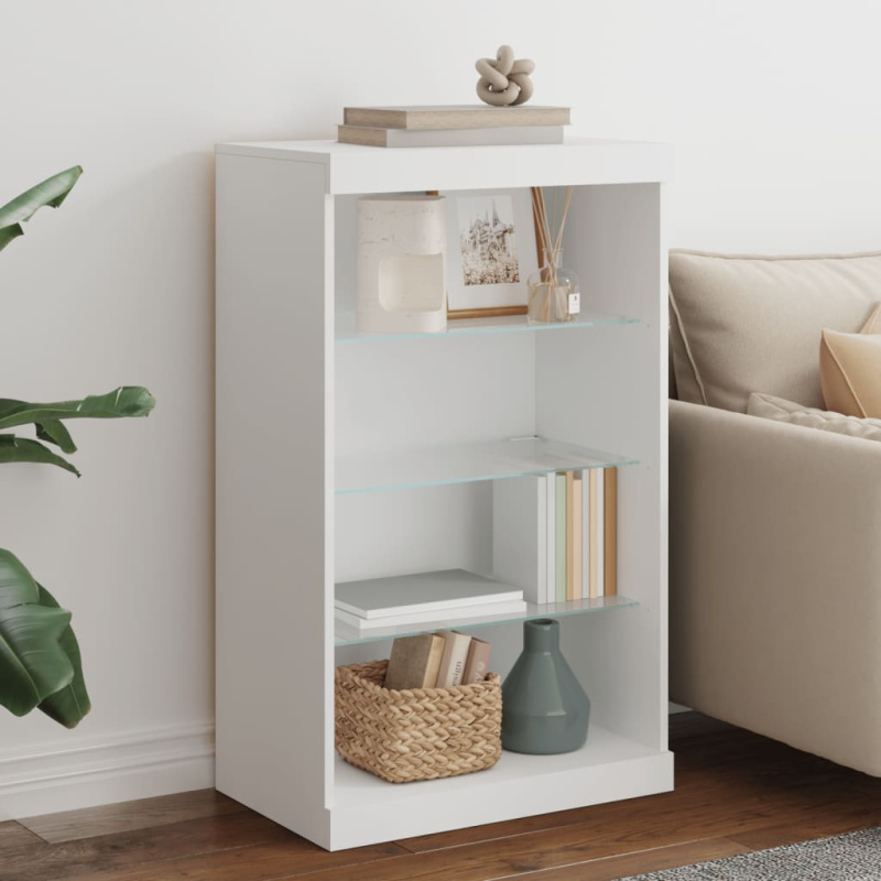 Příborník S Led Osvětlením Bílý 60,5 X 37 X 100 Cm - Kouřový dub