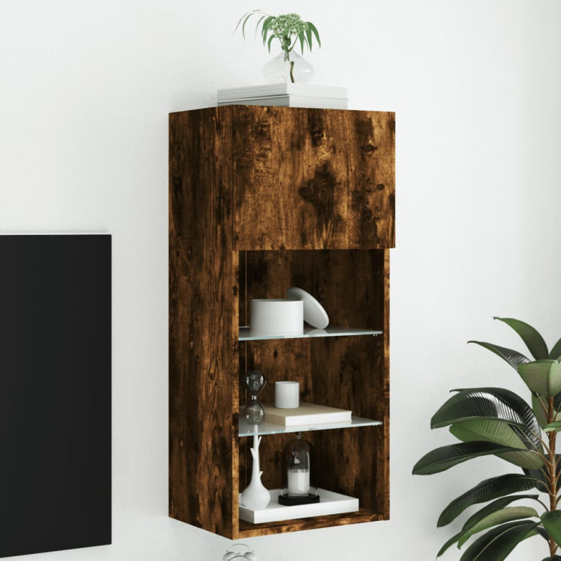 Tv skříňka s led osvětlením 40,5 x 30 x kouřový dub - 2 / 90 cm / 40.5 cm