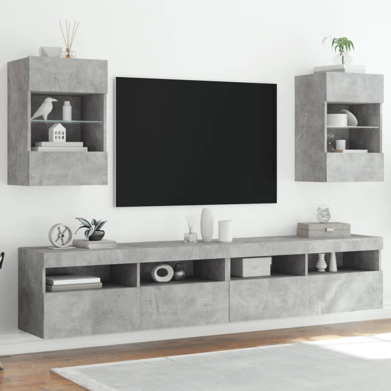 Nástěnné skříňky s LED osvětlením pro TV 2 ks dub sonoma 40 x 30 x 60,5 cm