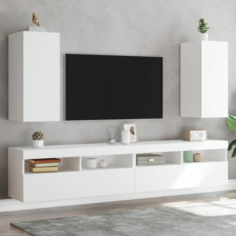 Nástěnná TV skříňka s LED osvětlením bílá 100 x 35 x 41 cm