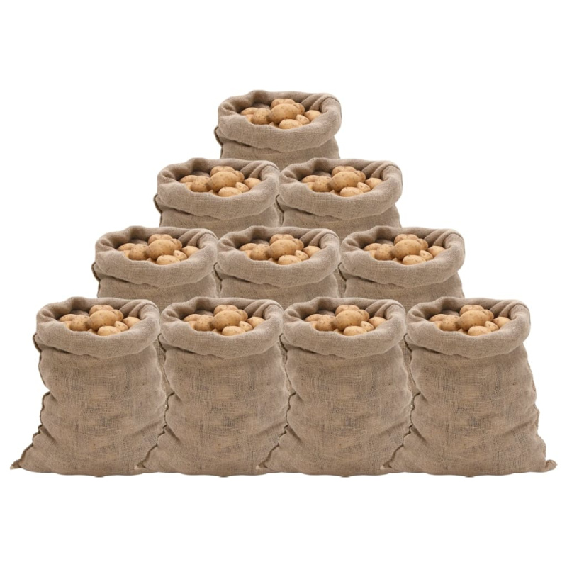 Jutové Pytle 10 Ks 100% Juta 220 G/M² - 10 / 100 x 110 cm