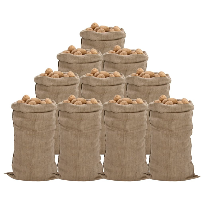 Jutové Pytle 10 Ks 100% Juta 340 G/M² - 10 / 65 x 135 cm