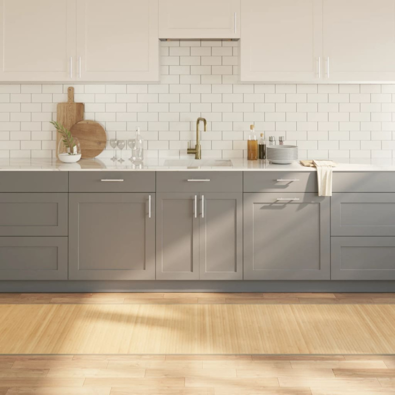 Koberec Obdélníkový Světle Přírodní Bambus - Černá / 100 x 400 cm