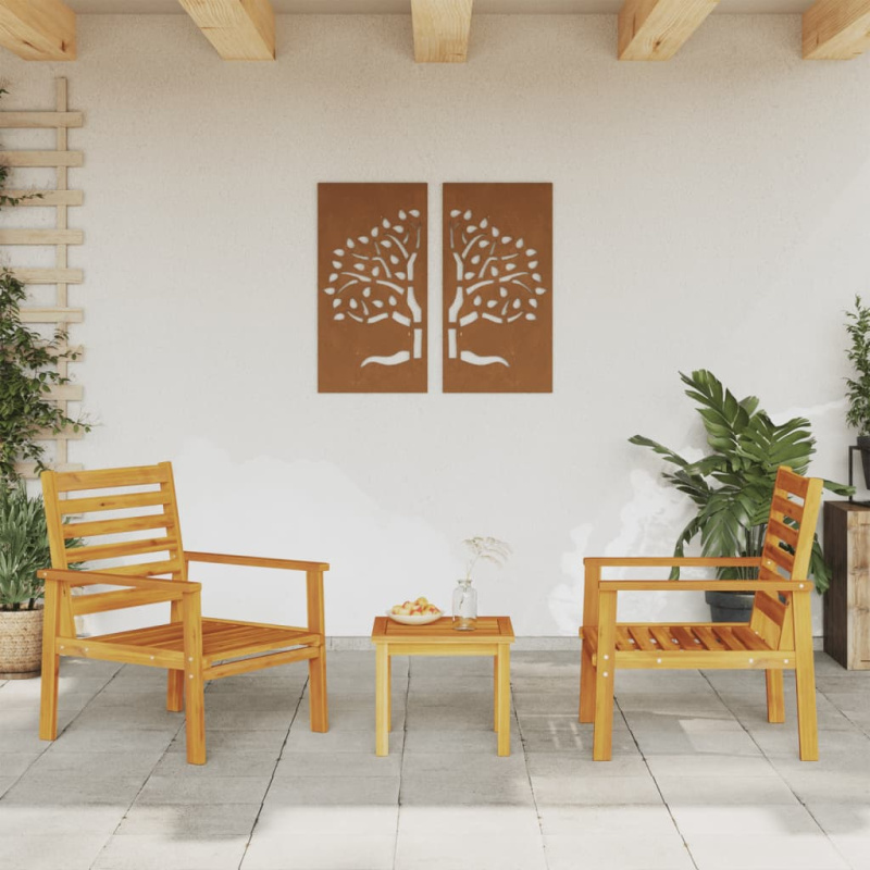 Zahradní Židle 2 Ks 66,5 X 65 X 81 Cm Masivní Akáciové Dřevo - Krémová a antracitová / Židle
