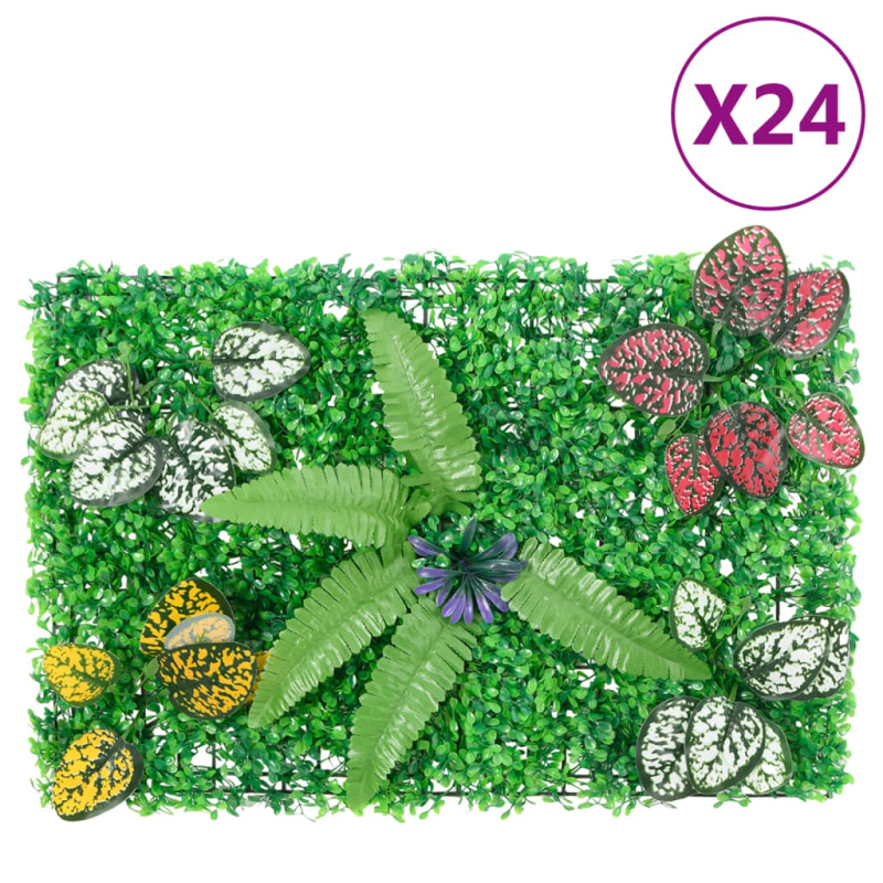   Umělý Plot S Rostlinami 24 Ks Zelený 40 X 60 Cm - 24