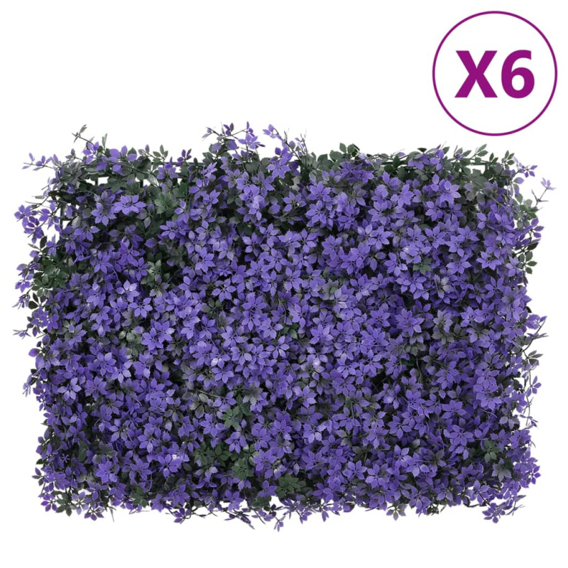   Umělý Listnatý Plot 6 Ks Fialový 40 X 60 Cm - 24
