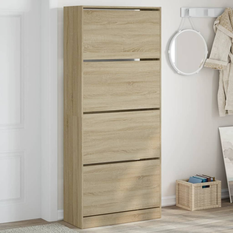 Botník Se 4 Výklopnými Zásuvkami 80 X 34 X 187,5 Cm Dub Sonoma - 60 x 34 x 187.5 cm
