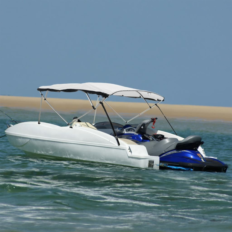 Bimini Stříška Se 4 Oblouky A Bočnicemi 243X(170–182)X137 Cm Bílá - bez síťoviny / 183 x (137-152) x 137 cm