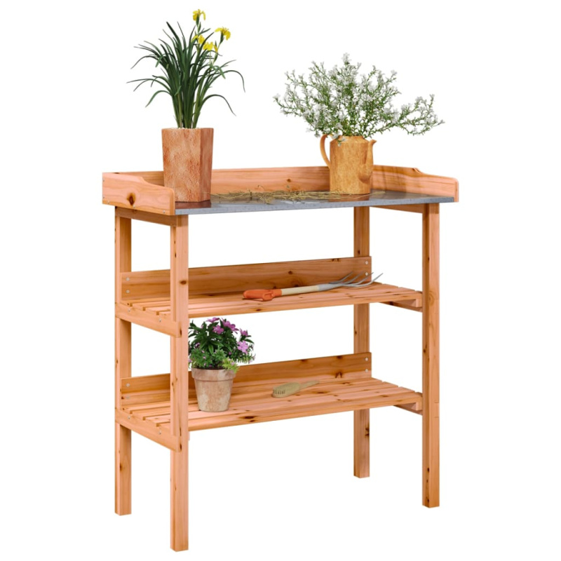 Přesazovací Stůl S Policemi Hnědý 78X38X82,5 Cm Masivní Jedle - Přírodní