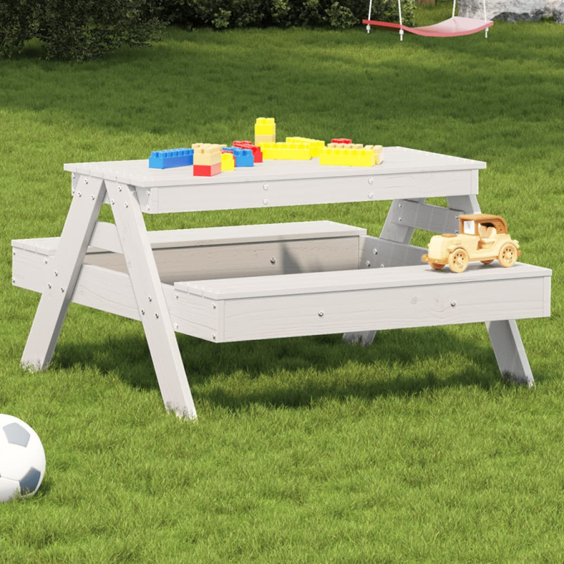 Piknikový Stůl Pro Děti Bílý 88X97X52 Cm Masivní Borové Dřevo - Přírodně impregnované