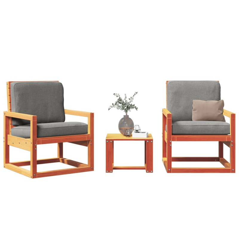 3Dílná Zahradní Sedací Souprava Masivní Borovice - Voskově hnědá