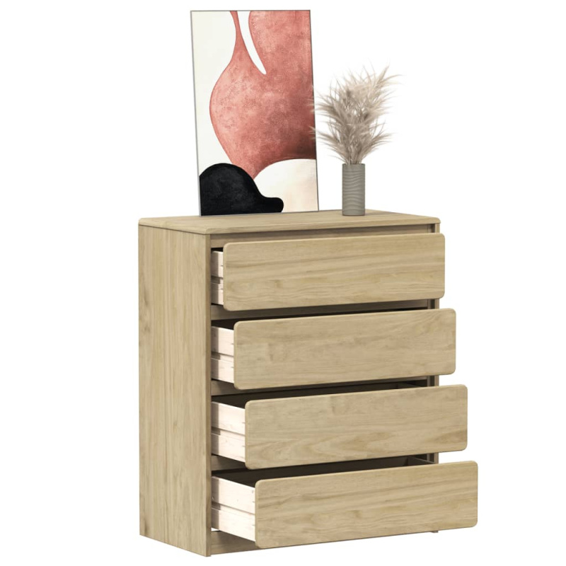 Zásuvková Komoda Sauda 76,5 X 39 X 91 Cm Masivní Borové Dřevo