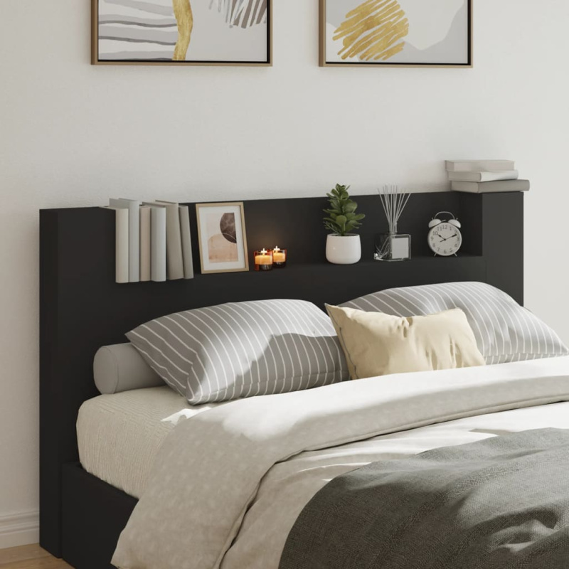 Čelo Postele S Úložným Prostorem A Led Černé 180X16,5X103,5 Cm - dub sonoma / 220 x 16.5 x 103.5 cm