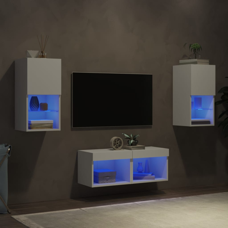 vidaXL 4dílná obývací stěna s LED osvětlením šedá sonoma