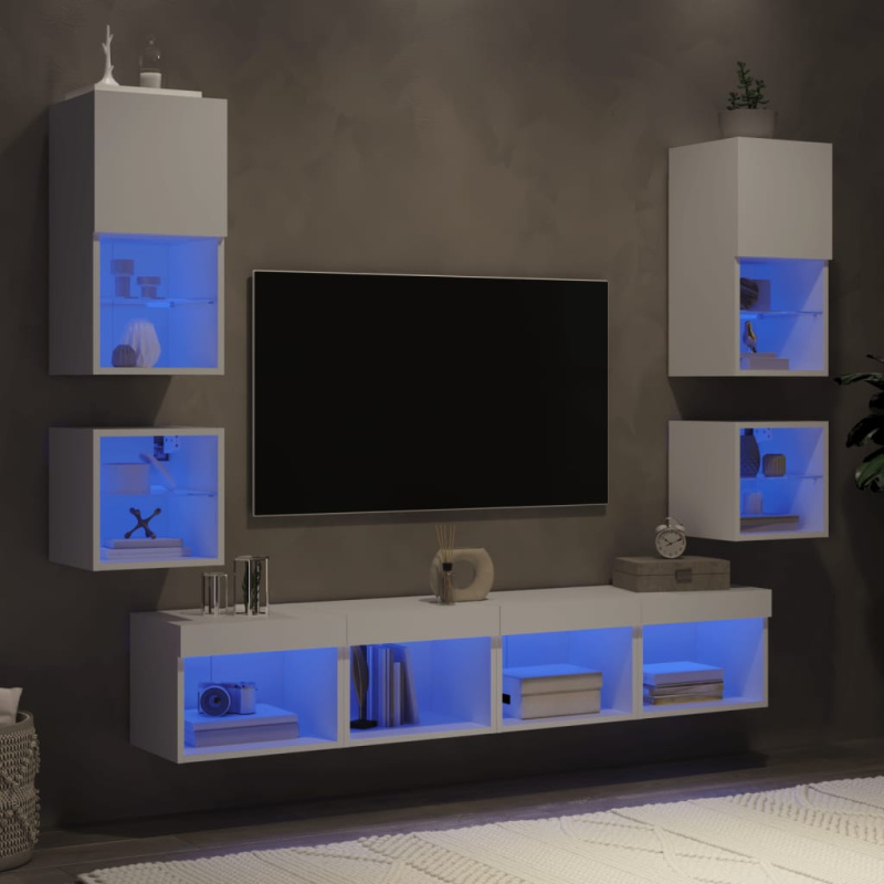 vidaXL 8dílná obývací stěna s LED kouřový dub kompozitní dřevo
