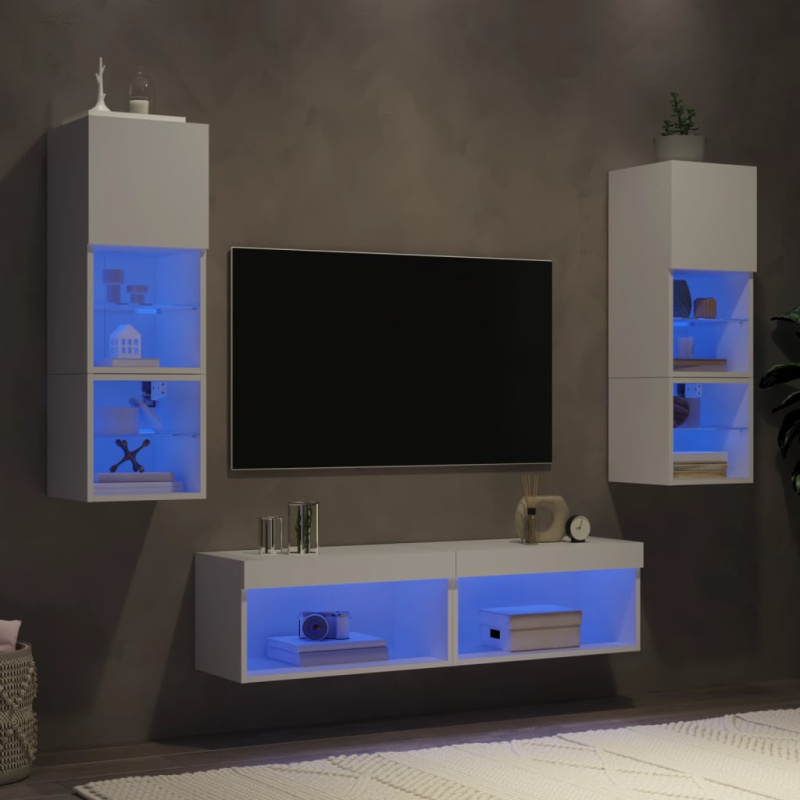 vidaXL 6dílná obývací stěna s LED betonově šedá kompozitní dřevo