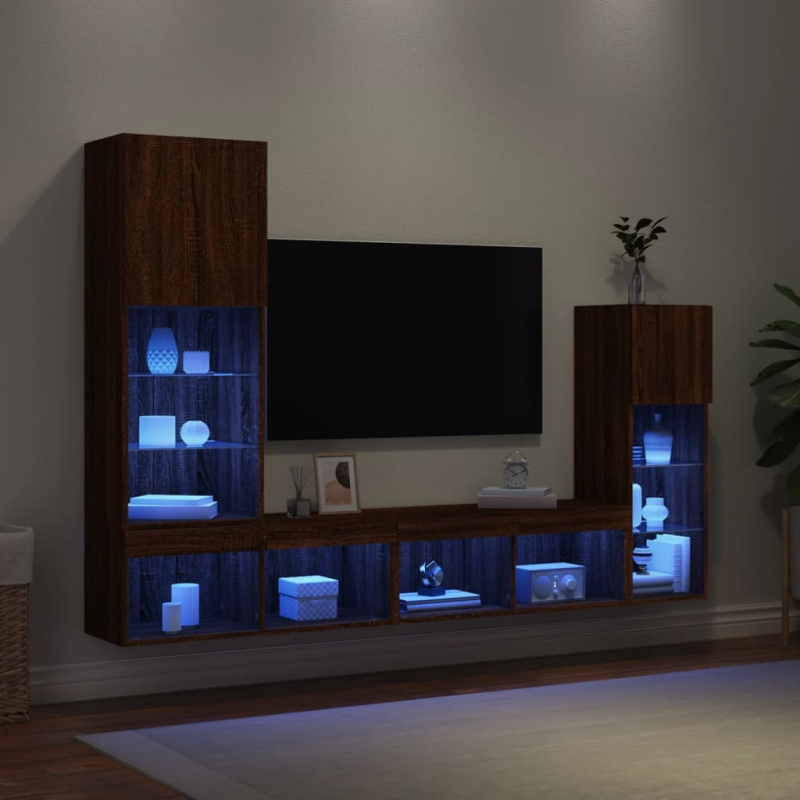 vidaXL 4dílná obývací stěna s LED dub sonoma kompozitní dřevo