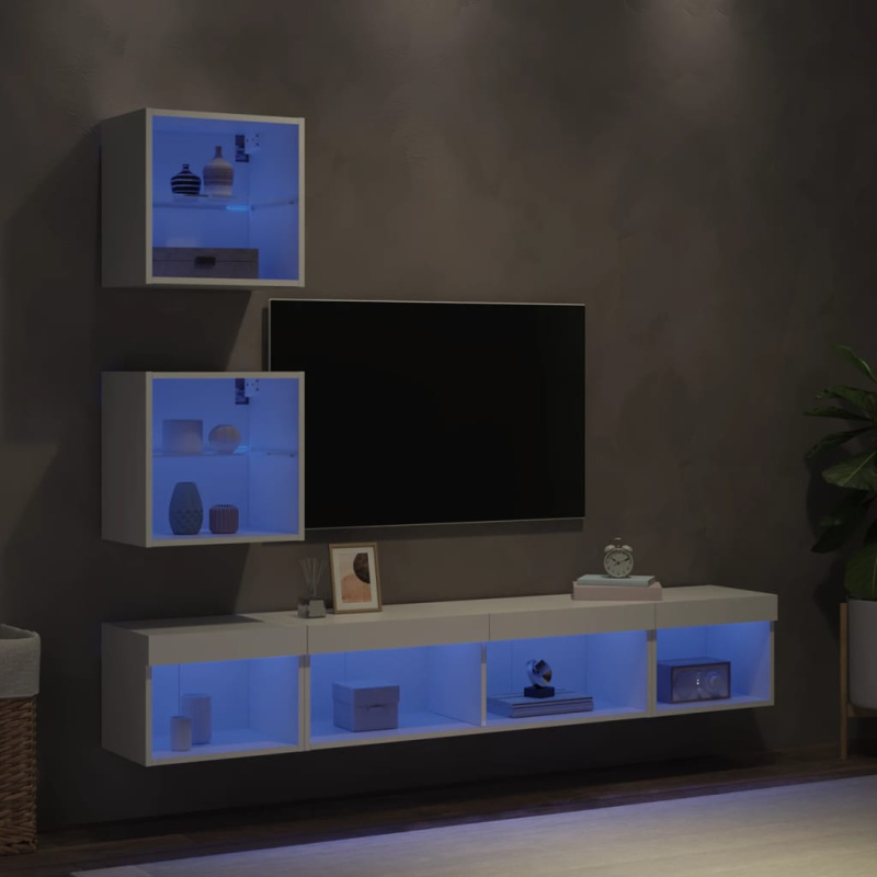 vidaXL 5dílná obývací stěna s LED kouřový dub kompozitní dřevo