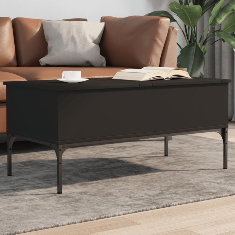 Konferenční Stolek Černý 100X50X45 Cm Kompozitní Dřevo A Kov - Hnědý dub