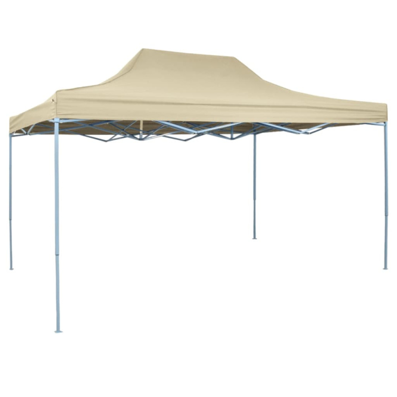 Rozkládací Stan Nůžkový 3 X 4,5 M Krémově Bílý - Taupe / Bez bočních stěn