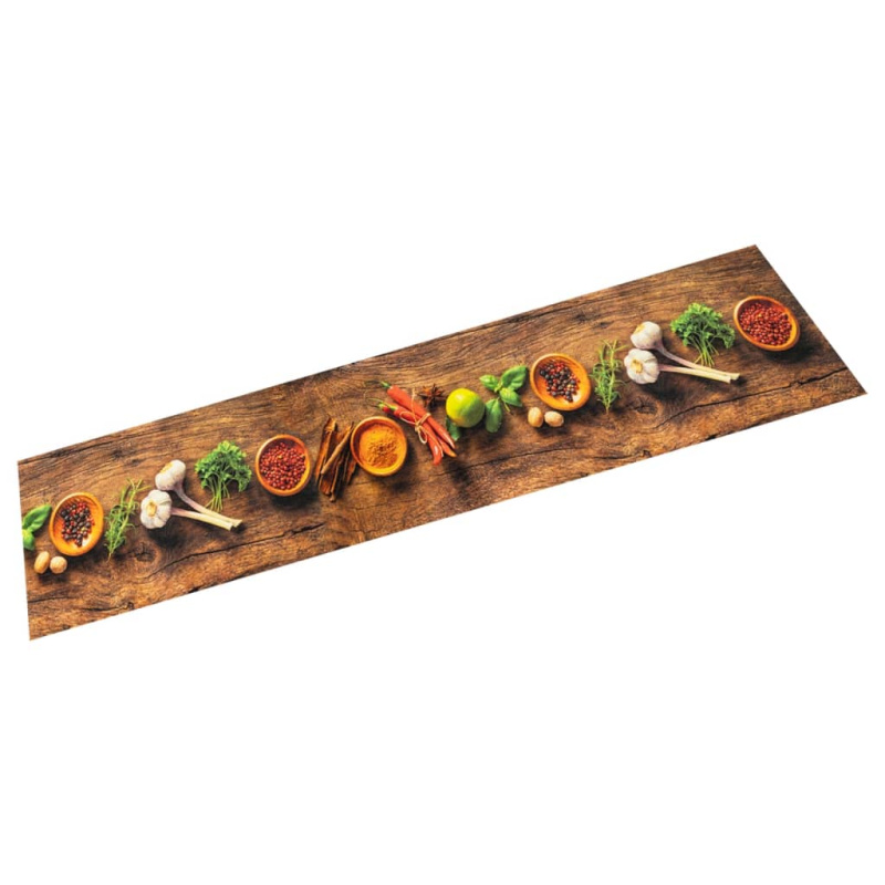 Kuchyňský Koberec Omyvatelný Koření Samet Hnědá - 60 x 180 cm